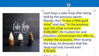 How to apply misrepresentation Liam cupcake scenario [upl. by Makell]