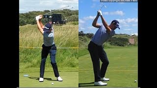 Justin Thomas golf swing  Long Iron faceon amp downtheline July 2017 [upl. by Janina534]