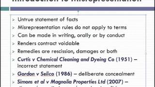 Misrepresentation Lecture 1 of 4 [upl. by Attela]