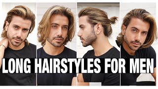 4 LONG HAIRSTYLES FOR MEN  Mens Hair Tutorial [upl. by Lebar54]