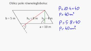 Pole równoległoboku [upl. by Aniroc]